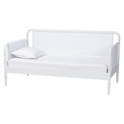 Baxton Studio Lucera Bobbin Daybed - Wooden Bed Frame with Turned Spindle Detailing, Classic Style Sofa Bed for Bedroom or Guest Room, Twin, White Baxton Studio restaurant furniture, hotel furniture, commercial furniture, wholesale bedroom furniture, wholesale twin, classic twin